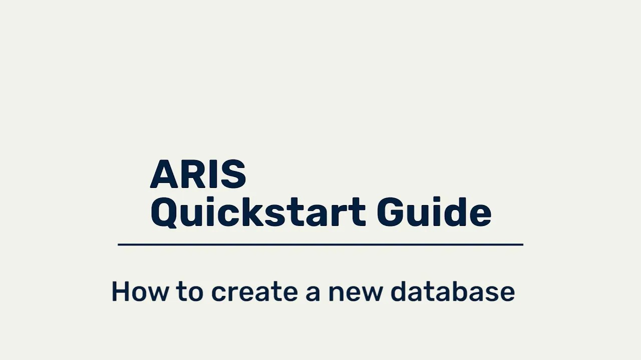 ARIS Quickstart Guide - How to create a new database (optional)