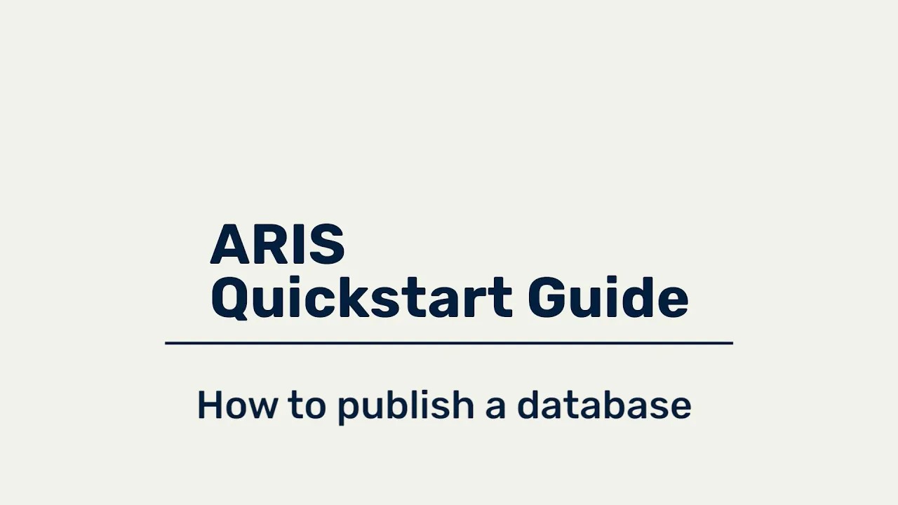 ARIS Quickstart Guide - How to publish a demo database (UMG)